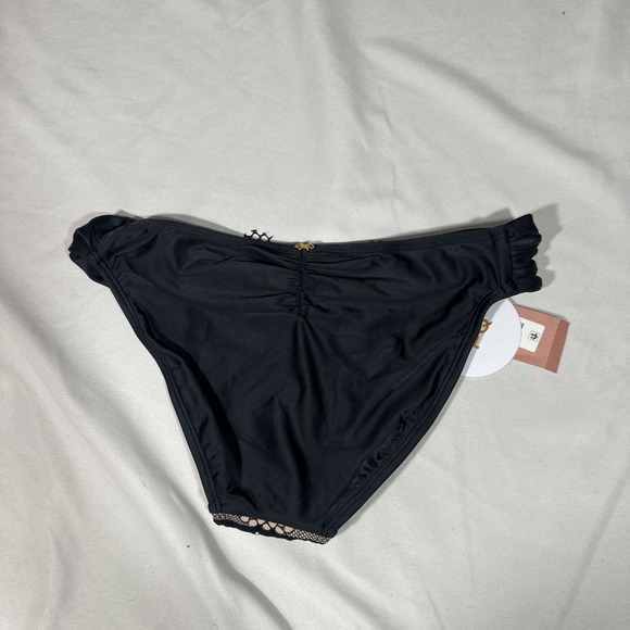 NWT $72 PQ SWIM [ Small ] Fanned Lace Bikini Bottoms in Midnight Black T2068 - Picture 9 of 10